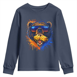 Angry Bear Lets Eat Cheese Youth Sweatshirt CFB Game Day Sport Fan TS10 Navy Print Your Wear