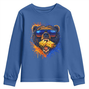 Angry Bear Lets Eat Cheese Youth Sweatshirt CFB Game Day Sport Fan TS10 Royal Blue Print Your Wear