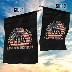 90th Birthday Garden Flag Vintage 1936 90 Year Old Birthday USA Flag TS10 Print Your Wear