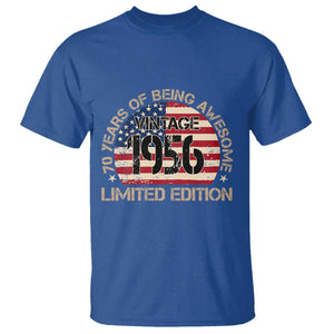 70th Birthday T Shirt Vintage 1956 70 Year Old Birthday USA Flag TS10 Royal Blue Print Your Wear