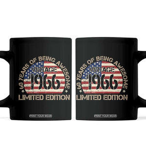 60th Birthday Coffee Mug Vintage 1966 60 Year Old Birthday USA Flag TS10 Black Print Your Wear