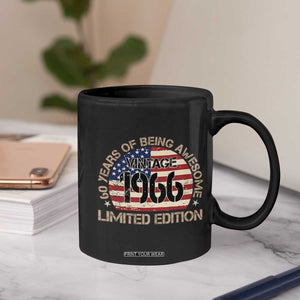 60th Birthday Coffee Mug Vintage 1966 60 Year Old Birthday USA Flag TS10 Print Your Wear