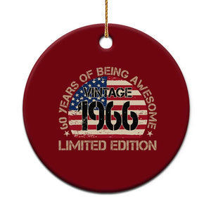 60th Birthday Ceramic Ornament Vintage 1966 60 Year Old Birthday USA Flag TS10 1pc Red Print Your Wear