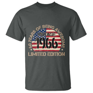 60th Birthday T Shirt - Vintage 1966 - 60 Year Old Birthday USA Flag TS10 Dark Heather Print Your Wear