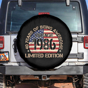 40th Birthday Spare Tire Cover Vintage 1986 40 Year Old Birthday USA Flag TS10 No hole Black Print Your Wear