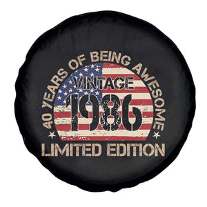 40th Birthday Spare Tire Cover Vintage 1986 40 Year Old Birthday USA Flag TS10 Print Your Wear