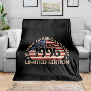 30th Birthday Throw Blanket Vintage 1996 30 Year Old Birthday USA Flag TS10 Print Your Wear