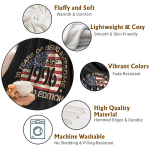 30th Birthday Throw Blanket Vintage 1996 30 Year Old Birthday USA Flag TS10 Print Your Wear