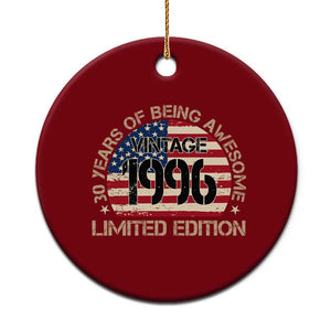 30th Birthday Ceramic Ornament Vintage 1996 30 Year Old Birthday USA Flag TS10 1pc Red Print Your Wear
