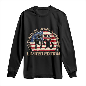 30th Birthday Long Sleeve Shirt Vintage 1996 30 Year Old Birthday USA Flag TS10 Black Print Your Wear