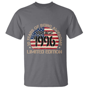30th Birthday T Shirt - Vintage 1996 - 30 Year Old Birthday USA Flag TS10 Charcoal Print Your Wear