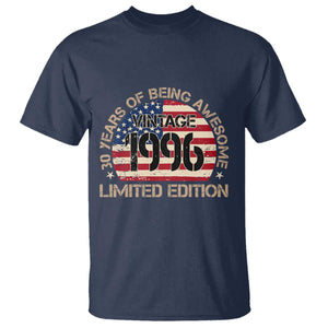 30th Birthday T Shirt - Vintage 1996 - 30 Year Old Birthday USA Flag TS10 Navy Print Your Wear