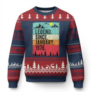 Personalized 1976 Birthday Ugly Christmas Sweater Custom Date Vintage Retro 50th Birthday Gifts 50 Years Old TS10 Navy Red Print Your Wear