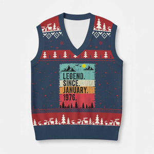 Personalized 1976 Birthday V-Neck Knit Sweater Vest Custom Date Vintage Retro 50th Birthday Gifts 50 Years Old TS10 Navy Red Print Your Wear