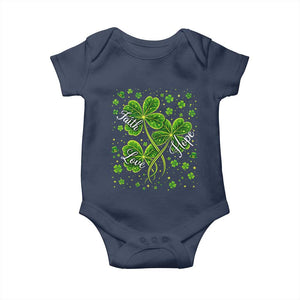 Four Leaf Clover Christian Baby Onesie Irish Lucky Shamrock Faith Hope Love Religious TS10 Navy Print Your Wear