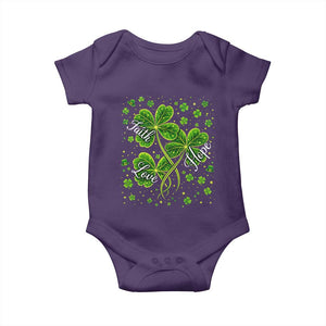 Four Leaf Clover Christian Baby Onesie Irish Lucky Shamrock Faith Hope Love Religious TS10 Purple Print Your Wear