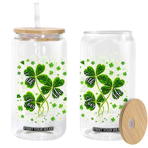 Four Leaf Clover Christian Glass Can Irish Lucky Shamrock Faith Hope Love Religious TS10 Print Your Wear
