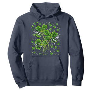 Four Leaf Clover Christian Hoodie Irish Lucky Shamrock Faith Hope Love Religious TS10 Navy Print Your Wear