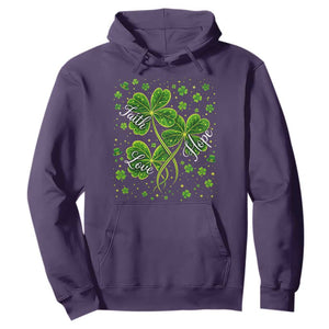 Four Leaf Clover Christian Hoodie Irish Lucky Shamrock Faith Hope Love Religious TS10 Purple Print Your Wear