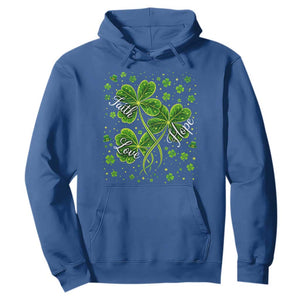 Four Leaf Clover Christian Hoodie Irish Lucky Shamrock Faith Hope Love Religious TS10 Royal Blue Print Your Wear