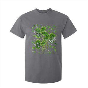 Four Leaf Clover Christian T Shirt For Kid Irish Lucky Shamrock Faith Hope Love Religious TS10 Charcoal Print Your Wear