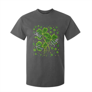 Four Leaf Clover Christian T Shirt For Kid Irish Lucky Shamrock Faith Hope Love Religious TS10 Dark Heather Print Your Wear