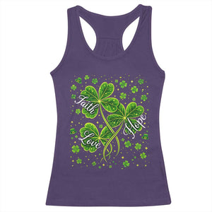 Four Leaf Clover Christian Racerback Tank Top Irish Lucky Shamrock Faith Hope Love Religious TS10 Purple Print Your Wear