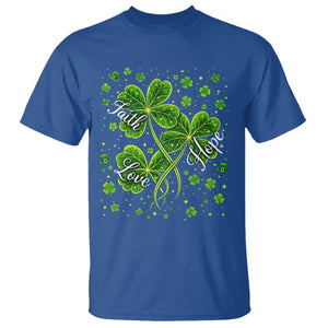 Four Leaf Clover Christian T Shirt Irish Lucky Shamrock Faith Hope Love Religious TS10 Royal Blue Print Your Wear