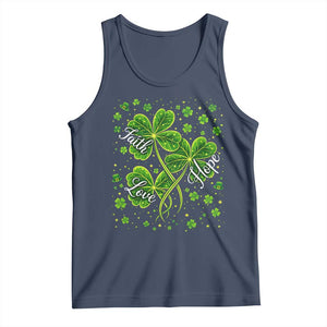 Four Leaf Clover Christian Tank Top Irish Lucky Shamrock Faith Hope Love Religious TS10 Navy Print Your Wear