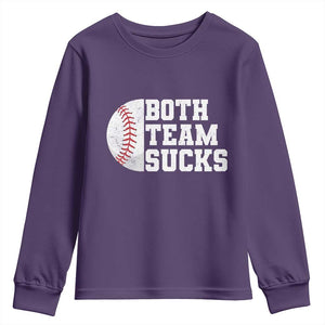 Funny Baseball Youth Sweatshirt Both Teams Sucks Meme TS10 Purple Print Your Wear