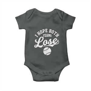 Baseball Meme Baby Onesie Retro I Just Hope Both Teams Lost Funny Sayings TS10 Dark Heather Print Your Wear