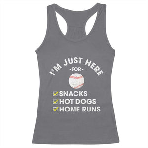 Funny Baseball Food Fans Racerback Tank Top Im Just Here for The Snacks Hot Dog TS10 Charcoal Print Your Wear