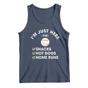 Funny Baseball Food Fans Tank Top Im Just Here for The Snacks Hot Dog TS10 Navy Print Your Wear
