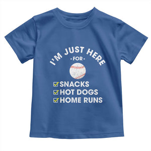 Funny Baseball Food Fans Toddler T Shirt Im Just Here for The Snacks Hot Dog TS10 Royal Blue Print Your Wear