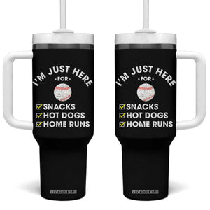 Funny Baseball Food Fans Tumbler With Handle Im Just Here for The Snacks Hot Dog TS10 One Size: 40 oz Black Print Your Wear