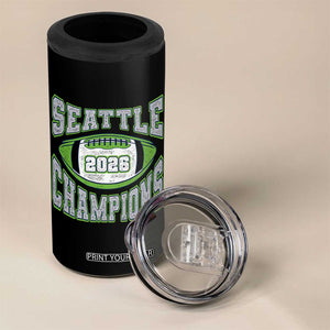 2026 Champion Seattle 4 in 1 Can Cooler Tumbler Football Lovers TS10 Print Your Wear