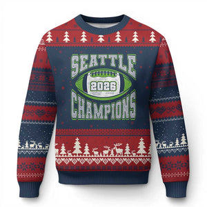 2026 Champion Seattle Ugly Christmas Sweater Football Lovers TS10 Navy Red Print Your Wear