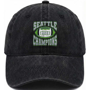 2026 Champion Seattle Washed Cotton Baseball Cap Football Lovers TS10 Washed Cap Universal Fit Black Print Your Wear