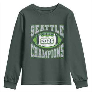 2026 Champion Seattle Youth Sweatshirt Football Lovers TS10 Dark Forest Green Print Your Wear