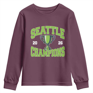 Seattle Champions 2026 Youth Sweatshirt Retro Gameday Team Fan TS10 Maroon Print Your Wear