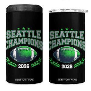 Seattle Champions 2026 4 in 1 Can Cooler Tumbler Retro Gameday Football Team Fan TS10 One Size: 16 oz Black Print Your Wear