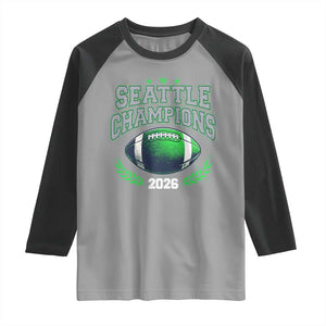 Seattle Champions 2026 Raglan Shirt Retro Gameday Football Team Fan TS10 Sport Gray Black Print Your Wear