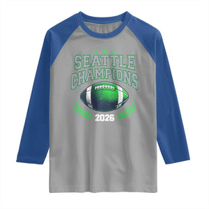 Seattle Champions 2026 Raglan Shirt Retro Gameday Football Team Fan TS10 Sport Gray Royal Print Your Wear