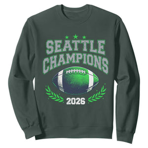 Seattle Champions 2026 Sweatshirt Retro Gameday Football Team Fan TS10 Dark Forest Green Print Your Wear