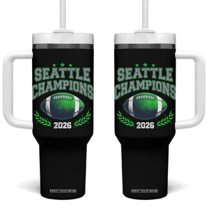 Seattle Champions 2026 Tumbler With Handle Retro Gameday Football Team Fan TS10 One Size: 40 oz Black Print Your Wear