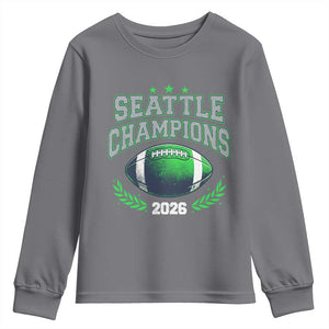 Seattle Champions 2026 Youth Sweatshirt Retro Gameday Football Team Fan TS10 Charcoal Print Your Wear