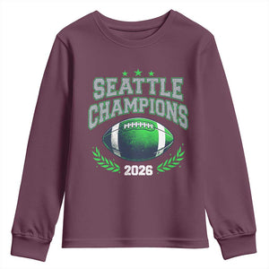 Seattle Champions 2026 Youth Sweatshirt Retro Gameday Football Team Fan TS10 Maroon Print Your Wear