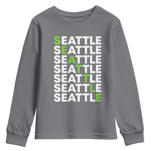 Vintage Seattle Youth Sweatshirt Sports Lover Washington City TS10 Charcoal Print Your Wear