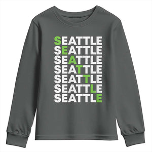 Vintage Seattle Youth Sweatshirt Sports Lover Washington City TS10 Dark Heather Print Your Wear