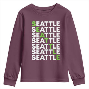 Vintage Seattle Youth Sweatshirt Sports Lover Washington City TS10 Maroon Print Your Wear